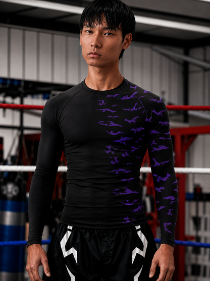 Sasuke Curse Mark Sleeve Rash Guard Compression Shirt