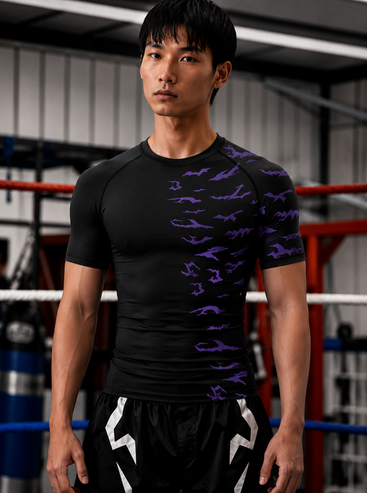 Sasuke Curse Mark Sleeve Rash Guard Compression Shirt
